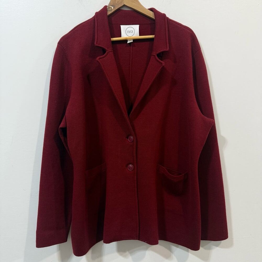1901 Burgundy Blazer Women’s XXL Dark Knit Fall Winter Preppy Jacket